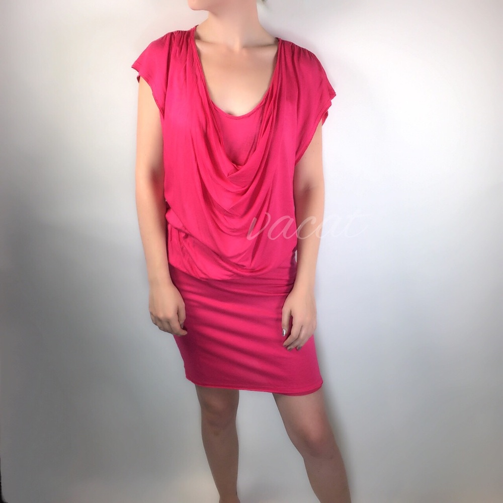 alice + olivia Hot Pink Off / On Shoulder Dress